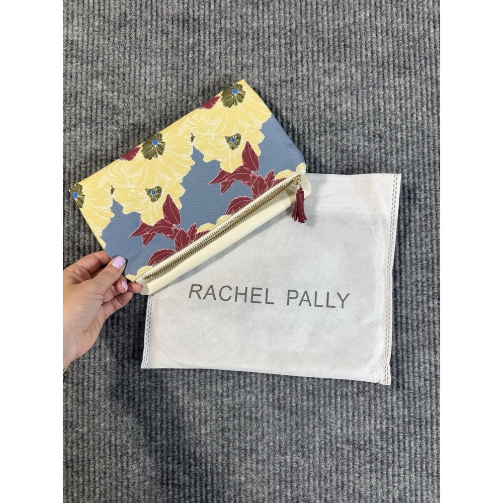 Rachel Pally Floral Clutch Yellow Blue Red Zip Closure with‎ Dust Bag
